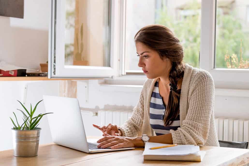 Woman using laptop